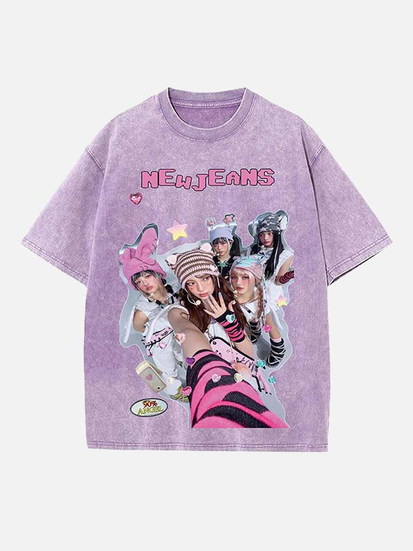 NewJeans Print Round Neck T-shirt