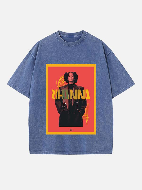 Rihanna Print Round Neck T-shirt