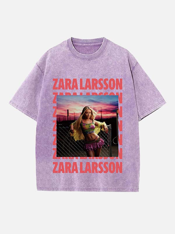 Zara Larsson Print Round Neck T-shirt