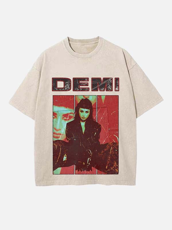 Demi Lovato Print Round Neck T-shirt