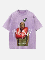 Lady Gaga Print Round Neck T-shirt