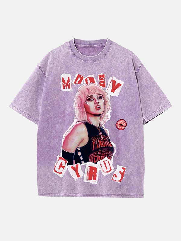 Miley Cyrus Print Round Neck T-shirt