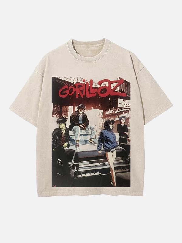 Gorillaz Print Round Neck T-shirt