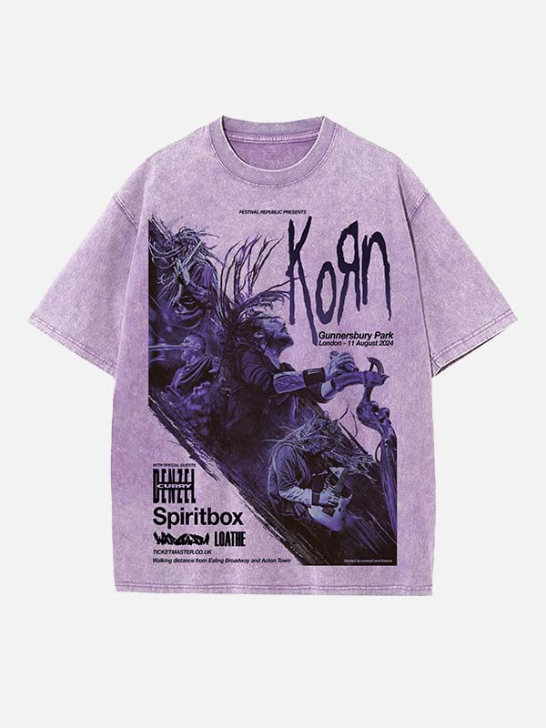 Korn Print Round Neck T-shirt