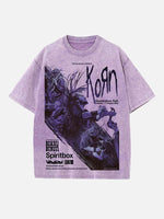 Korn Print Round Neck T-shirt
