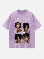 Rihanna Print Round Neck T-shirt