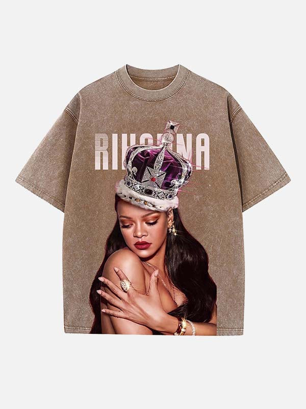 Rihanna Print Round Neck T-shirt