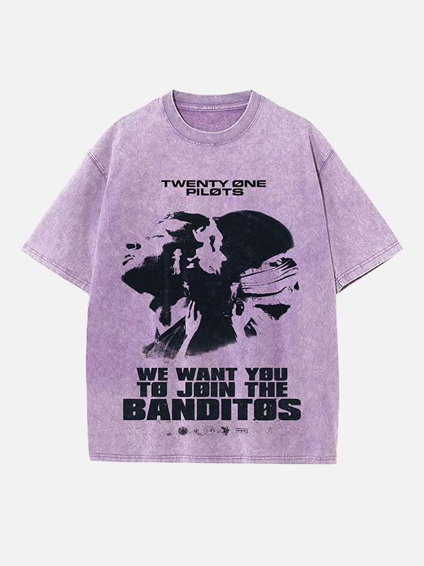 Twenty One Pilots Print Round Neck T-shirt