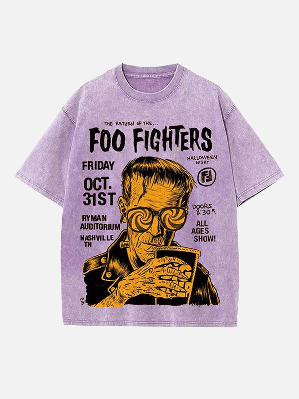 Foo Fighters Print Round Neck T-shirt