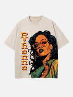 Rihanna Print Round Neck T-shirt