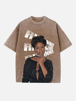 Rihanna Print Round Neck T-shirt