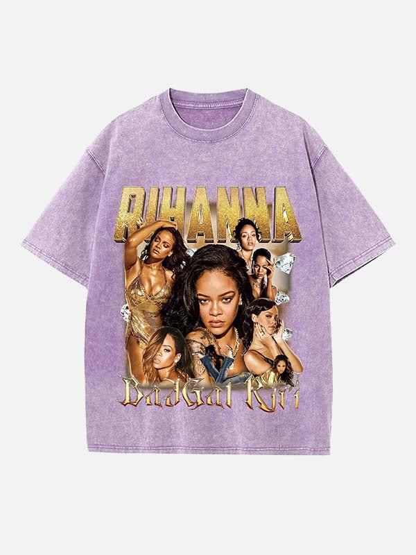 Rihanna Print Round Neck T-shirt