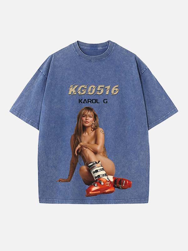 Karol G Print Round Neck T-shirt