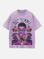 Bad Bunny Print Round Neck T-shirt