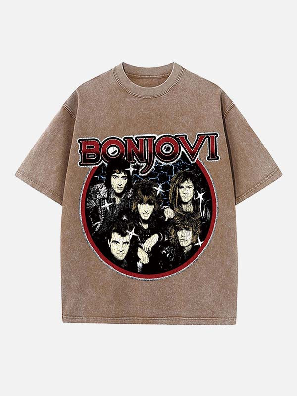 Bon Jovi Print Round Neck T-shirt