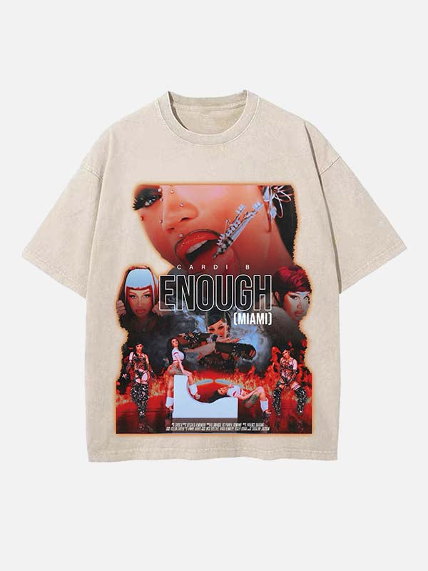 Cardi B Print Round Neck T-shirt