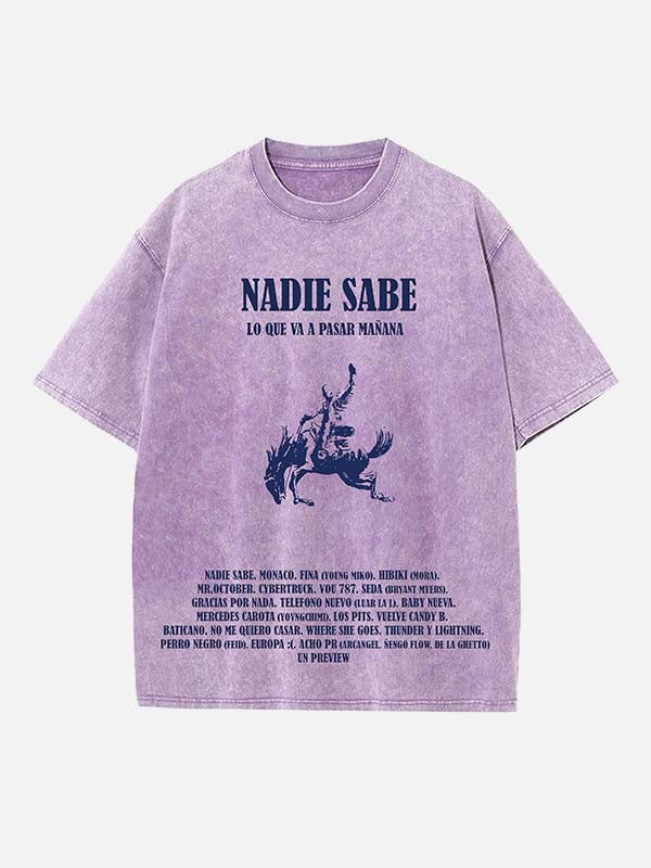 Bad Bunny Print Round Neck T-shirt