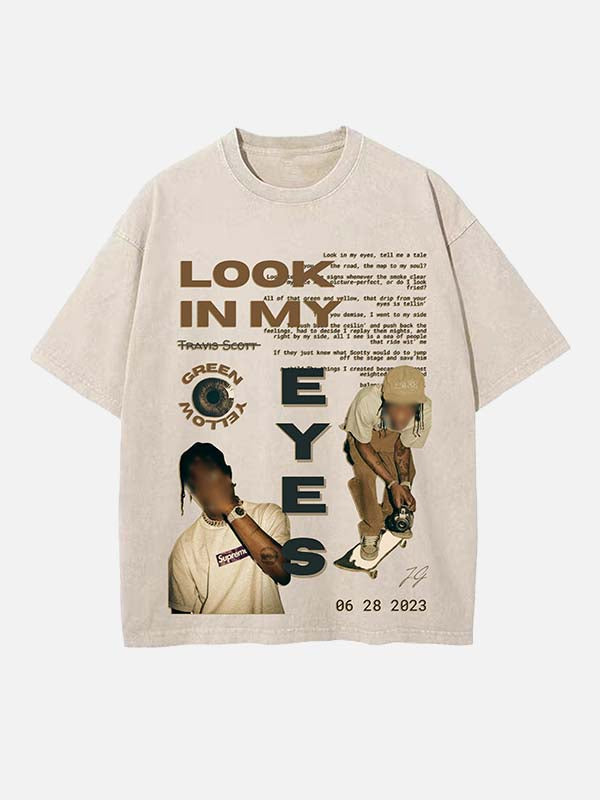 Travis Scott Print Round Neck T-shirt