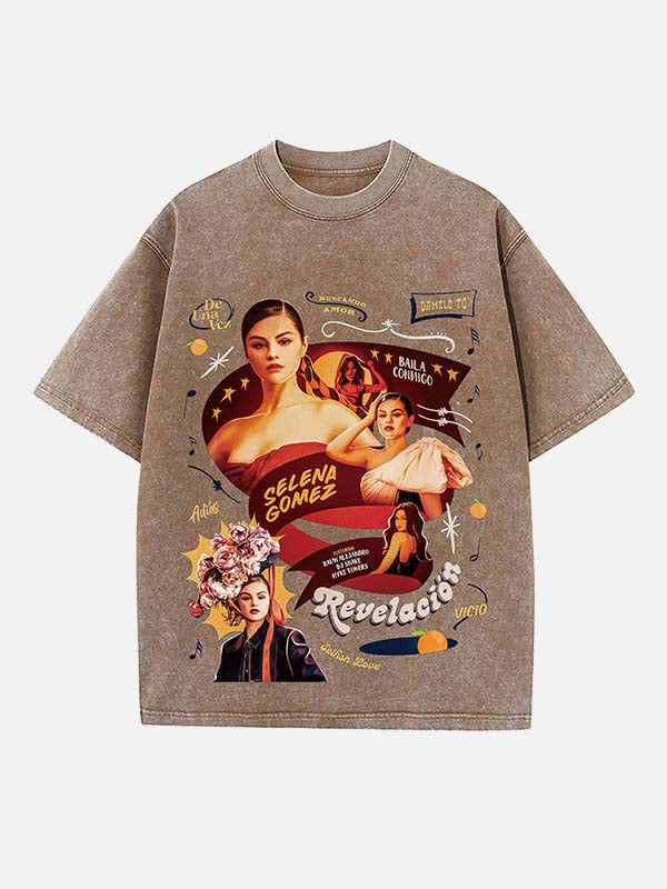 Selena Gomez Print Round Neck T-shirt