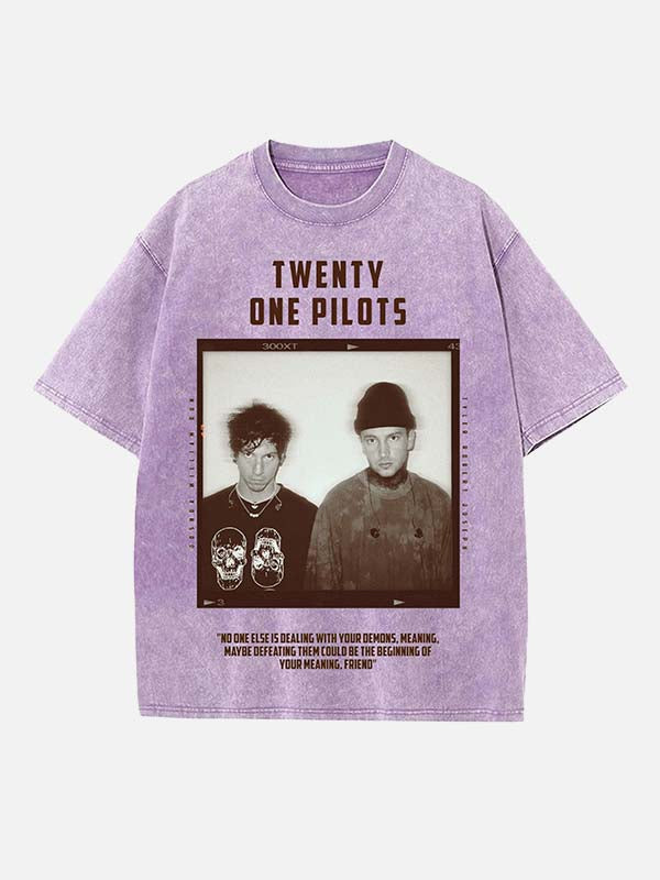 Twenty One Pilots Print Round Neck T-shirt