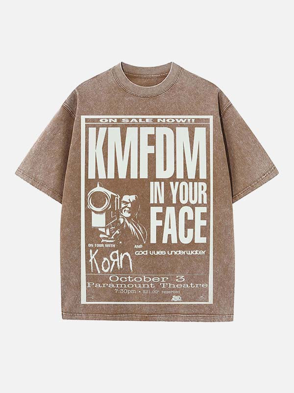 Korn Print Round Neck T-shirt