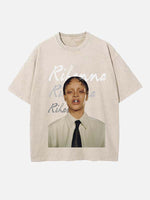Rihanna Print Round Neck T-shirt