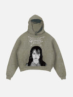 Billie Eilish Print Slant Pockets Hoodie