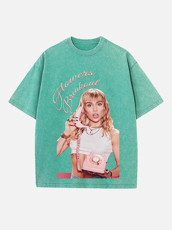 Miley Cyrus Print Round Neck T-shirt