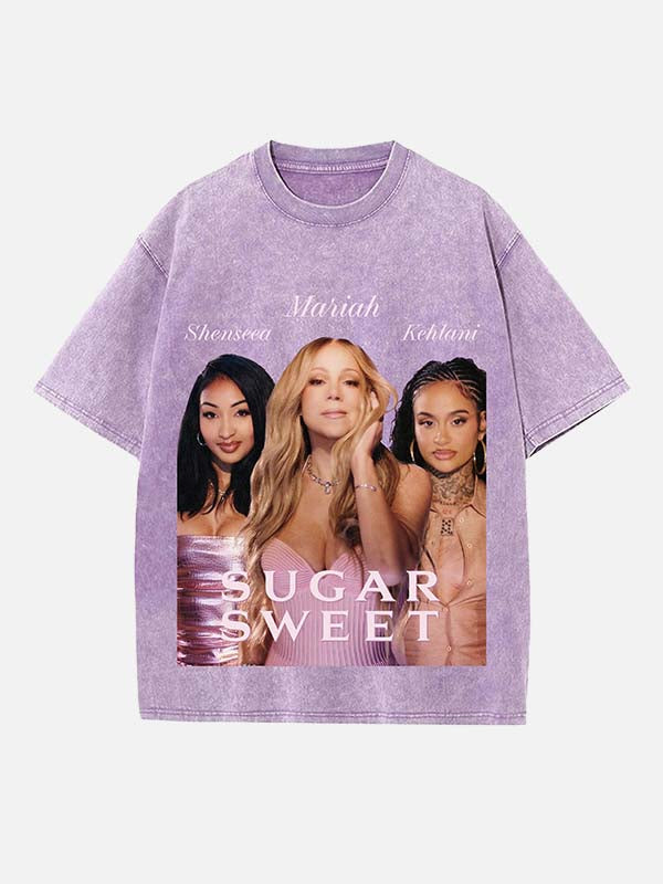 Mariah Carey Print Round Neck T-shirt
