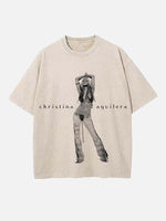 Christina Aguilera Print Round Neck T-shirt