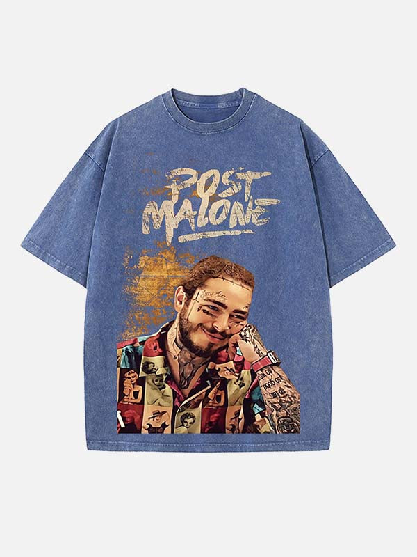 Post Malone Print Round Neck T-shirt