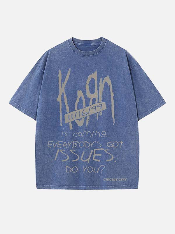 Korn Print Round Neck T-shirt