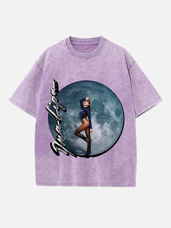 Dua Lipa Print Round Neck T-shirt