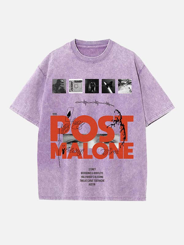 Post Malone Print Round Neck T-shirt