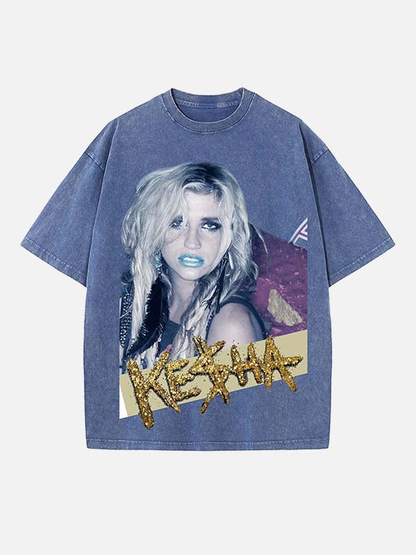 Kesha Print Round Neck T-shirt