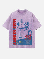 Bad Bunny Print Round Neck T-shirt