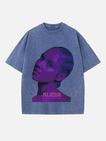 Alicia Keys Print Round Neck T-shirt