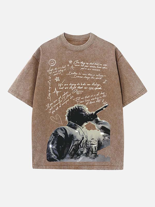 Juice WRLD Print Round Neck T-shirt