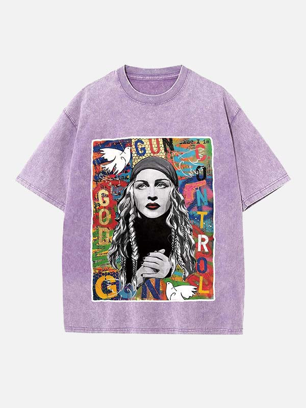 Madonna Print Round Neck T-shirt