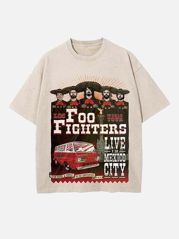 Foo Fighters Print Round Neck T-shirt