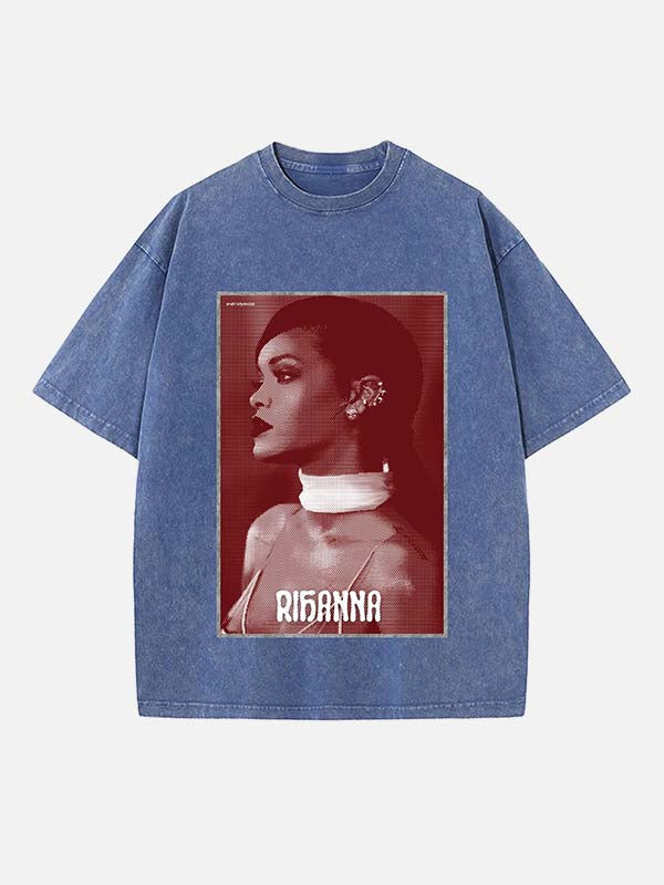 Rihanna Print Round Neck T-shirt