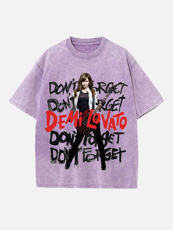 Demi Lovato Print Round Neck T-shirt
