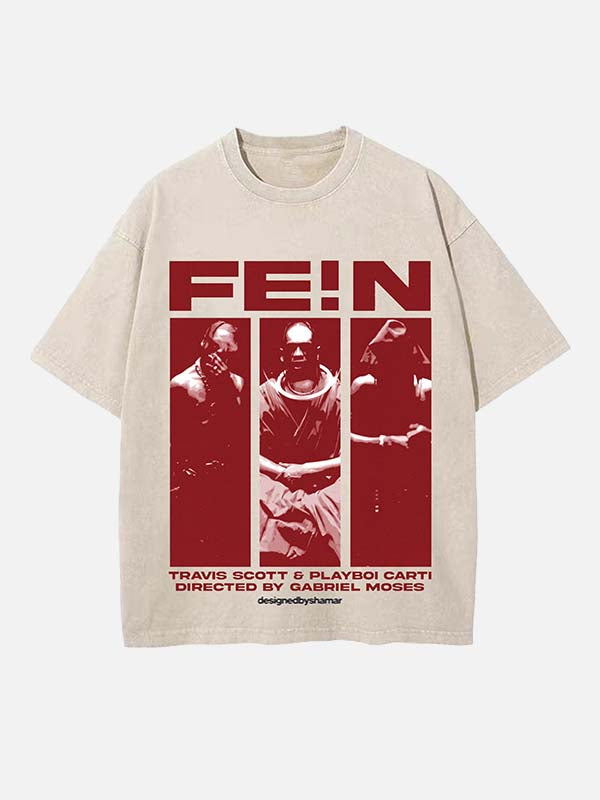 Travis Scott Print Round Neck T-shirt