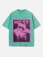 Miley Cyrus Print Round Neck T-shirt