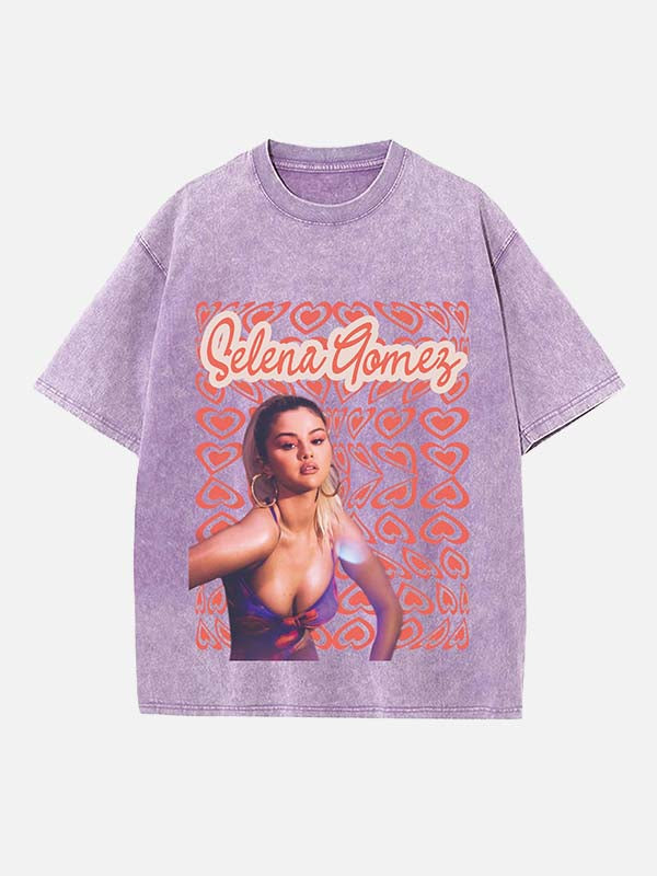 Selena Gomez Print Round Neck T-shirt
