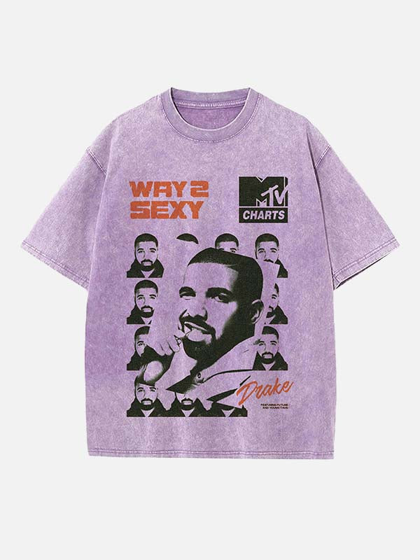 Drake Print Round Neck T-shirt