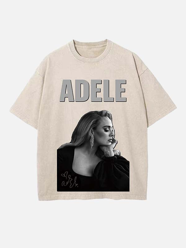 Adele Print Round Neck T-shirt