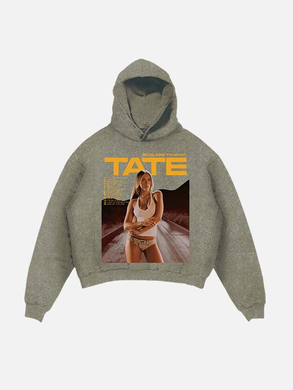 Tate McRae Print Slant Pockets Hoodie