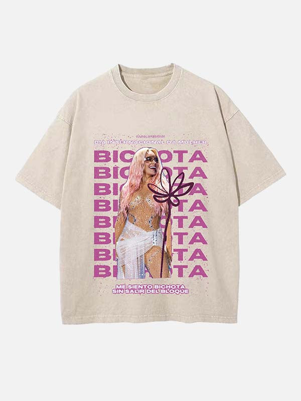 Karol G Print Round Neck T-shirt