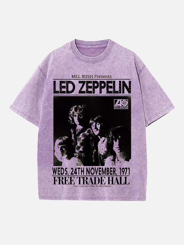 Led Zeppelin Print Round Neck T-shirt